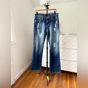 Stylish Blue Distressed Women's flare jeans